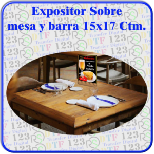 expositor sobre mesa y barra 15x17 ctm.